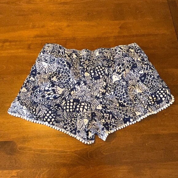 Lilly Pulitzer for Target blue white print pompom shorts medium - Picture 9 of 15